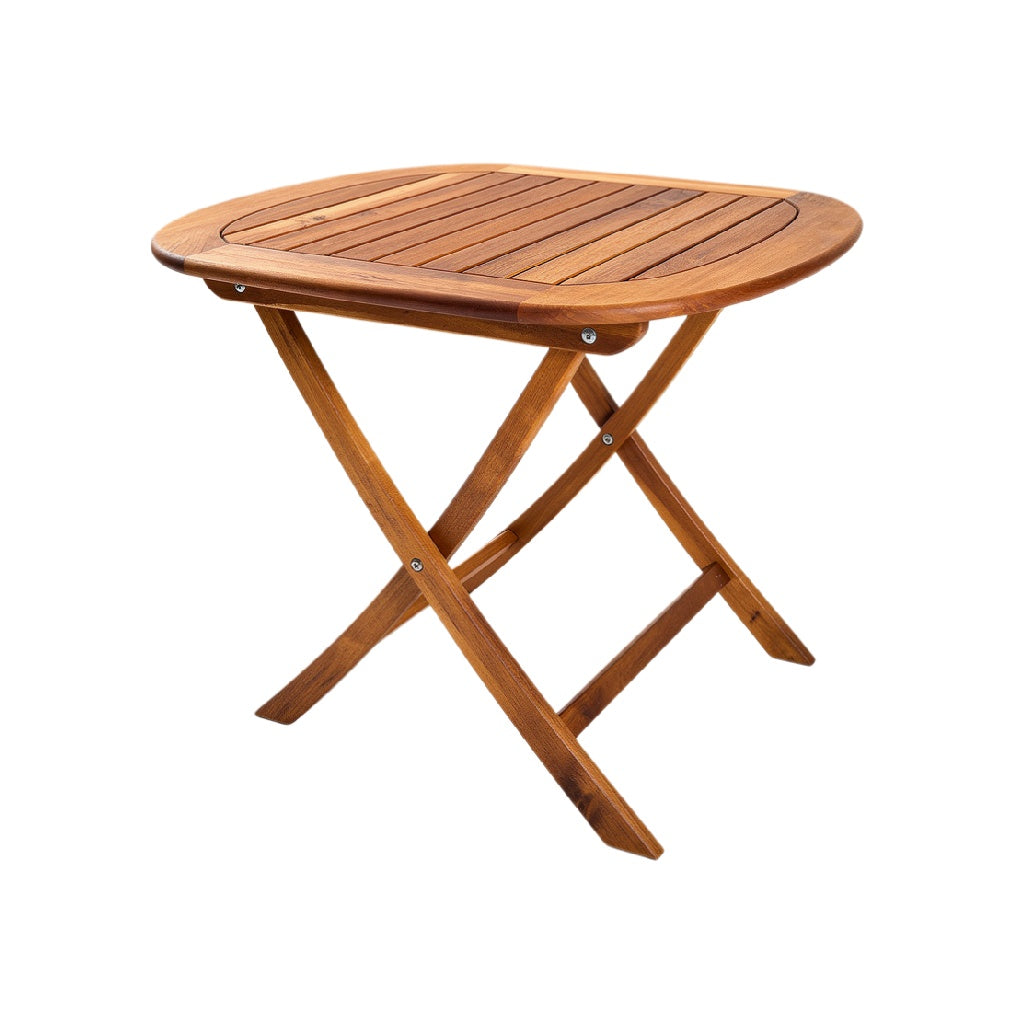 Foldable Wooden Patio Table with Slatted Top and X-Shaped Legs