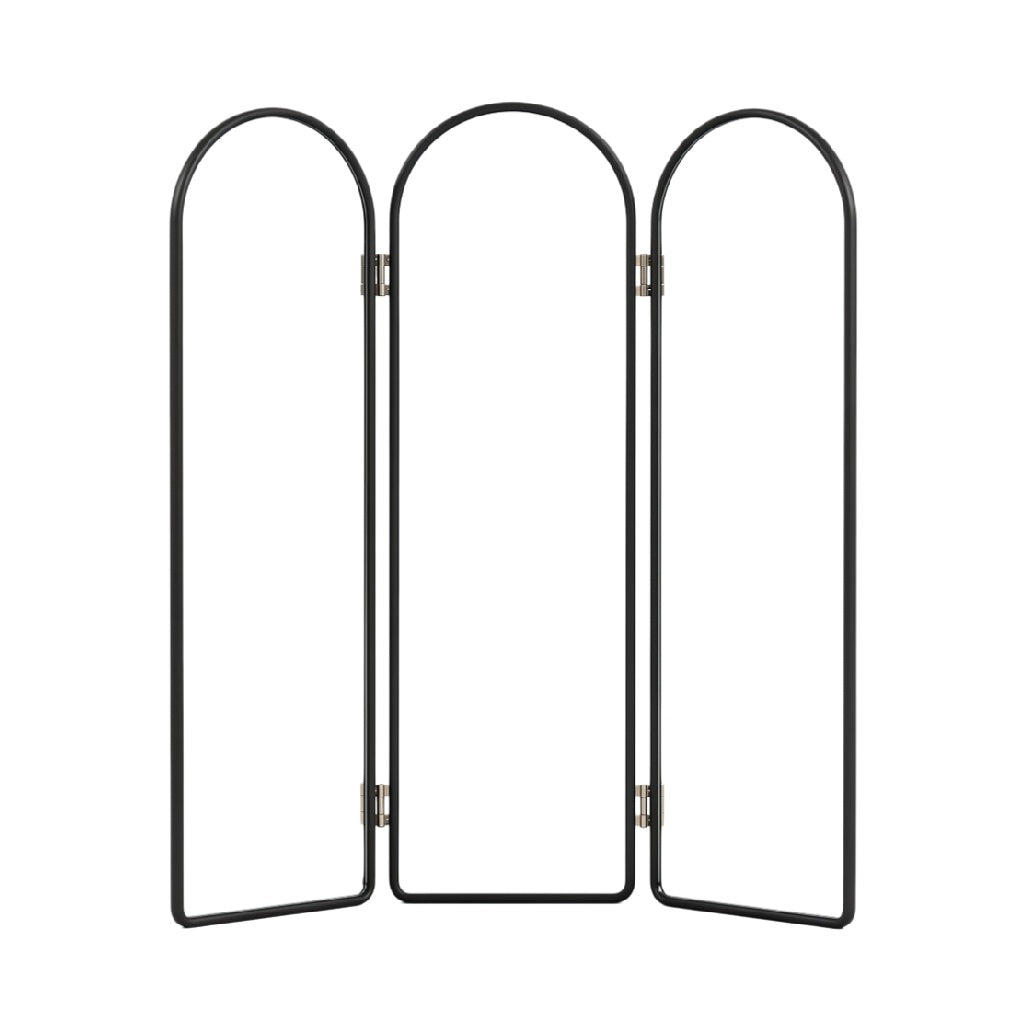 Elegant Black Folding Screen with Arched Mirrors